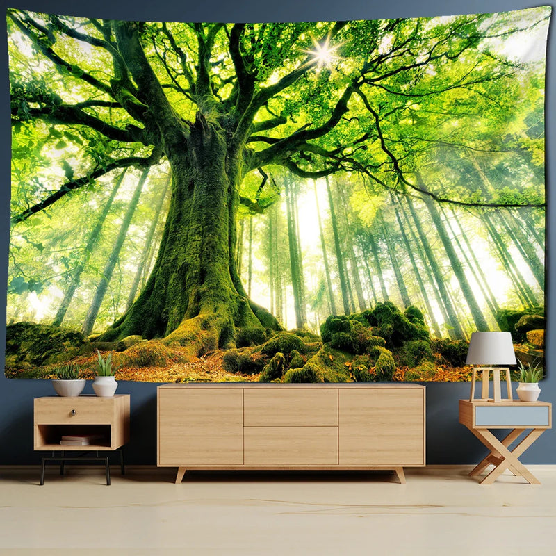 Afralia™ Forest Landscape Tapestry Wall Hanging for Boho Home Decor