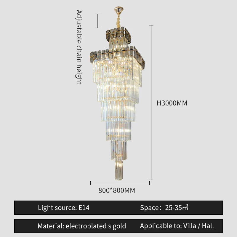 Afralia™ Nordic Duplex Villa Crystal Chandelier for Luxury Spaces