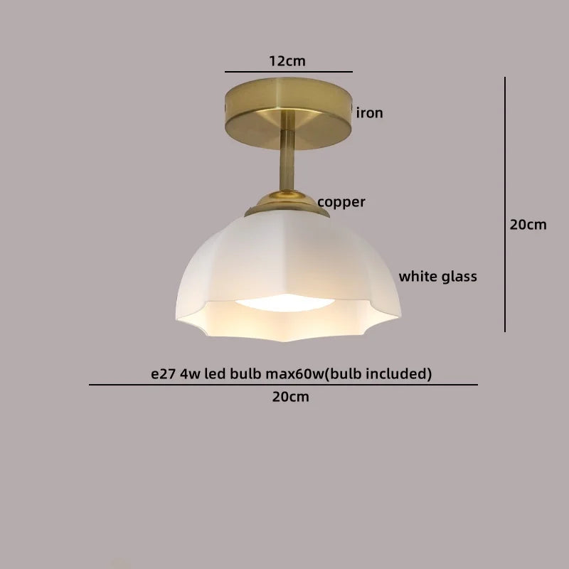Afralia™ Copper Glass LED Ceiling Light for Indoor Balcony Kitchen Porch Decor