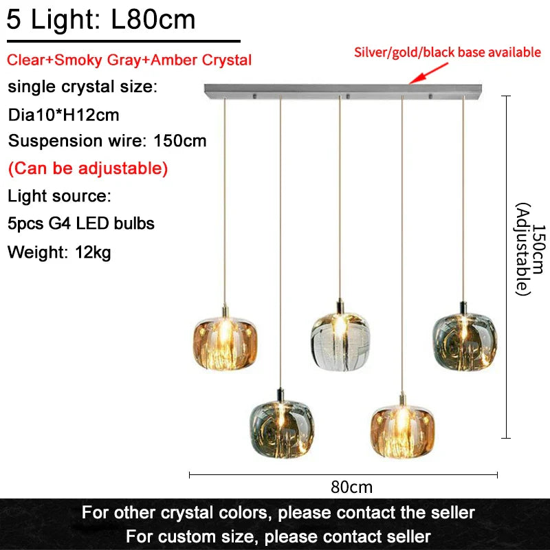 Afralia™ Crystal Staircase Chandelier: Luxury Amber/Smoky Grey/Clear LED Hanging Lamp