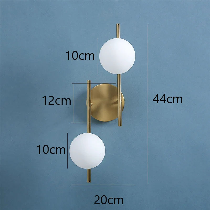 Afralia™ Golden LED Wall Lights with Milky Glass Ball Design