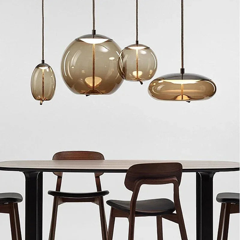 Afralia™ Modern LED Glass Chandelier for Living Room Bedroom Kitchen Pendant Lamp