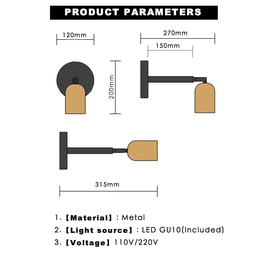 Afralia™ Adjustable GU10 LED Wall Sconce Modern Wall Light for Living Room & Bedroom