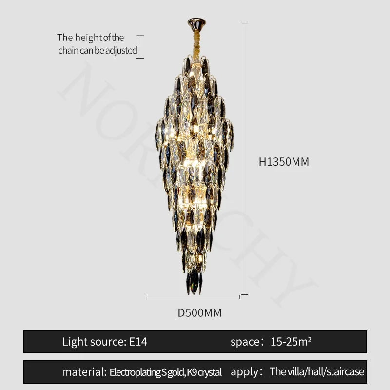 Afralia™ European Crystal Duplex Chandelier for Hotel Lobby Staircase & Villa Living Room