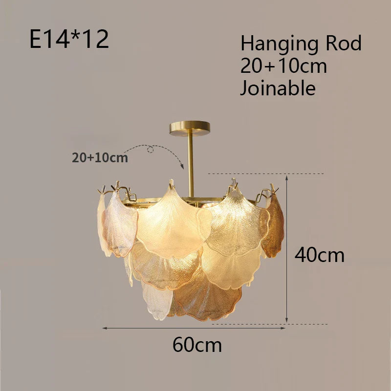 Afralia™ Glass Shell Ceiling Pendant Light Luxury Bedroom Decor Hanglamp