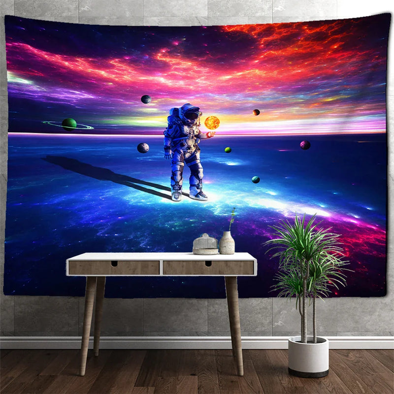 Afralia™ Astronaut Moon Tapestry Wall Hanging - Boho Hippie Living Room Decor