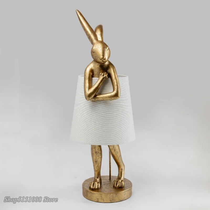 Afralia™ Retro Nordic Rabbit Table Lamp: Creative Resin LED Light for Living Room and Bedroom Decor