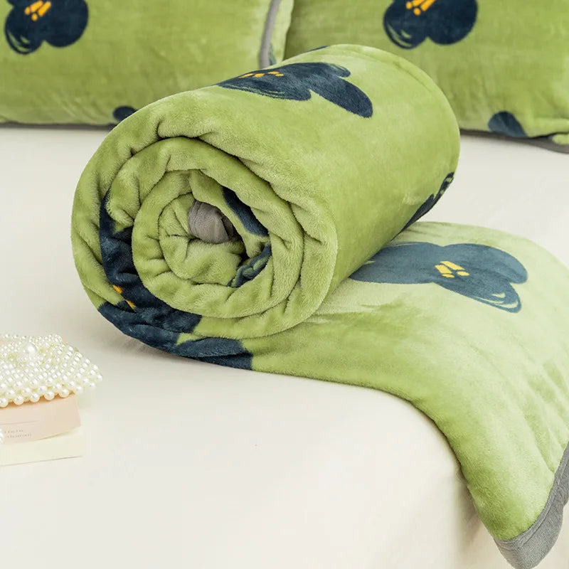 Afralia™ Milk Velvet Cartoon Printed Blanket: Multi Functional Skin-Friendly Winter Warm Bed Sheet