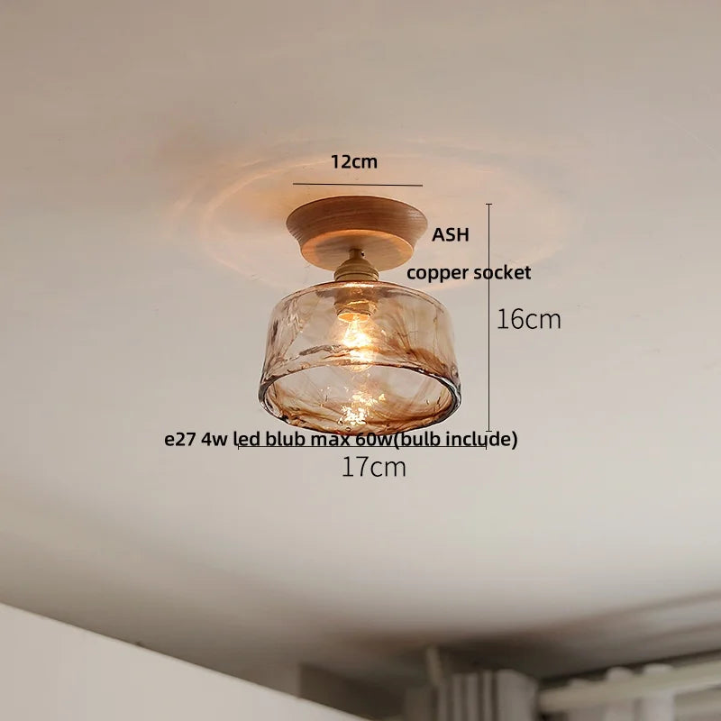 Afralia™ Lotus Glass LED Ceiling Light with Copper Base - Modern Nordic Design