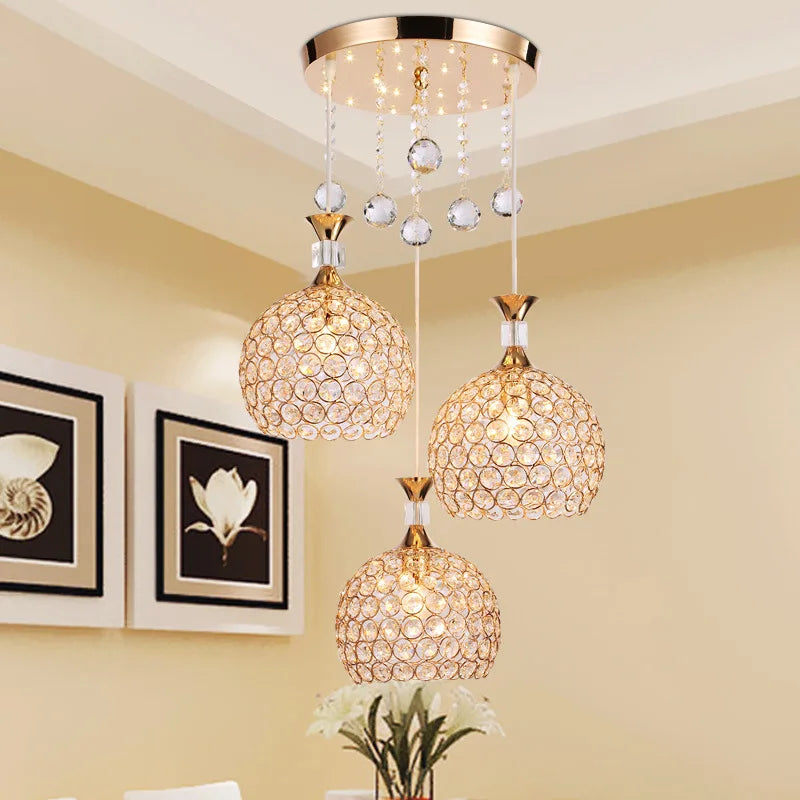 Afralia™ Crystal Gold Ceiling Chandelier | Modern LED Luxury Lighting for Hall