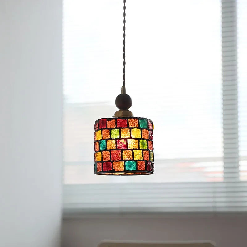 Afralia™ Glass LED Pendant Light Fixture, Modern Nordic Walnut Wood Hanging Lamp