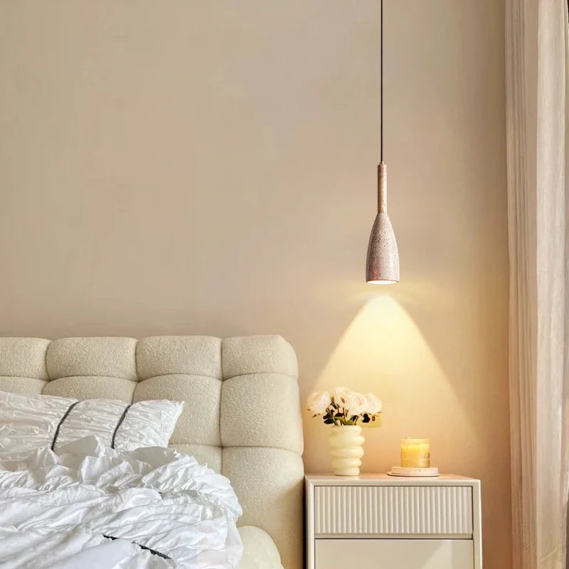 Afralia™ Wood Stone LED Hanging Lamp Modern Pendant Lighting for Living Room