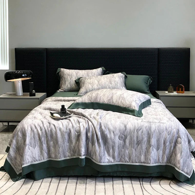 Afralia™ Lyocell Fiber Flowers Summer Quilt Bedding Set - Soft & Silky Comforter with Bed Sheet
