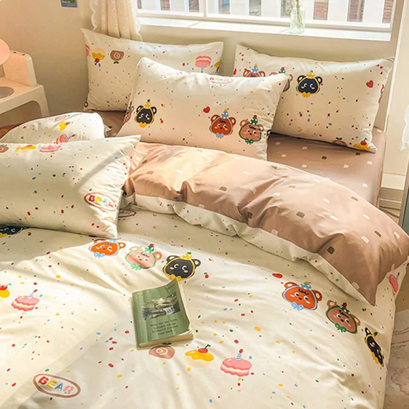 Afralia™ Cartoon Printed Cotton Duvet Cover for Kids & Teens Beddings