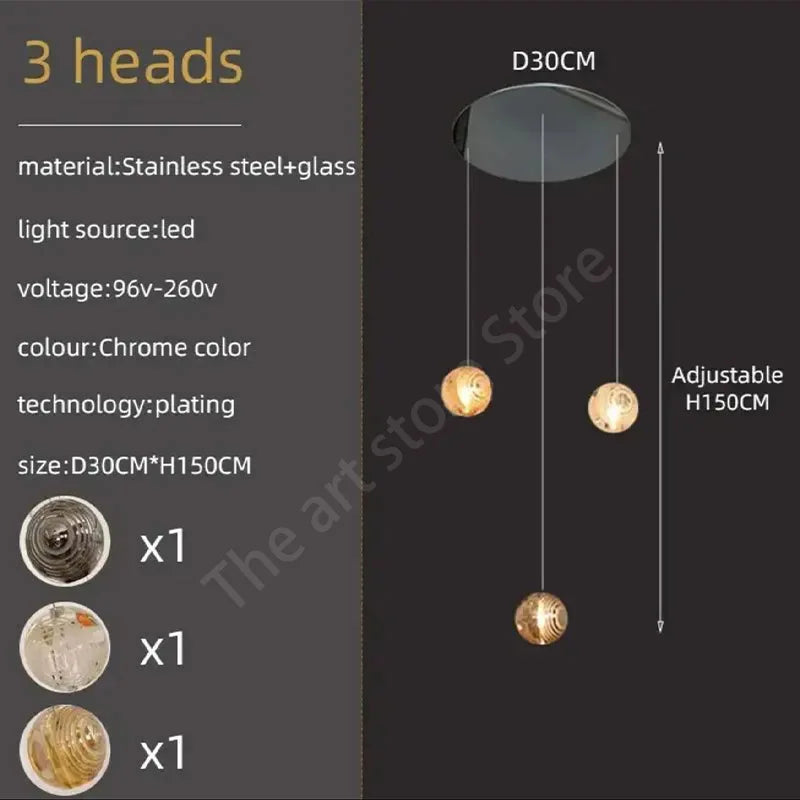 Afralia™ Crystal Glass Spiral Ceiling Chandelier for Modern Living Room & Kitchen Decor