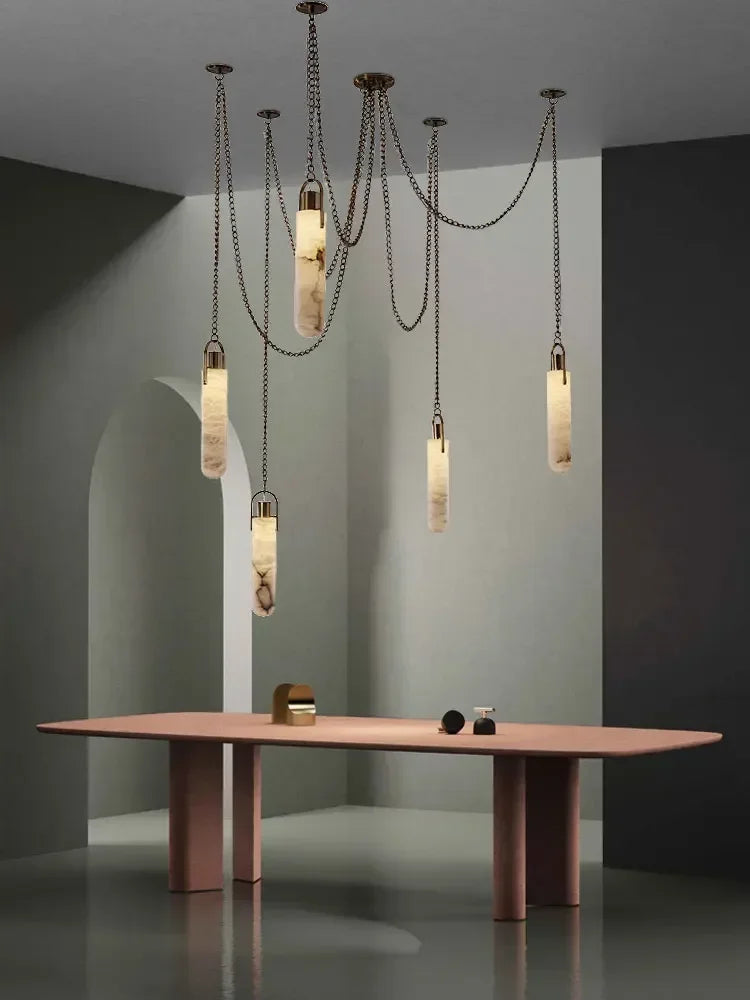 Afralia™ Gold Chrome LED Chandelier for Dining Room - 2025 Marble Design