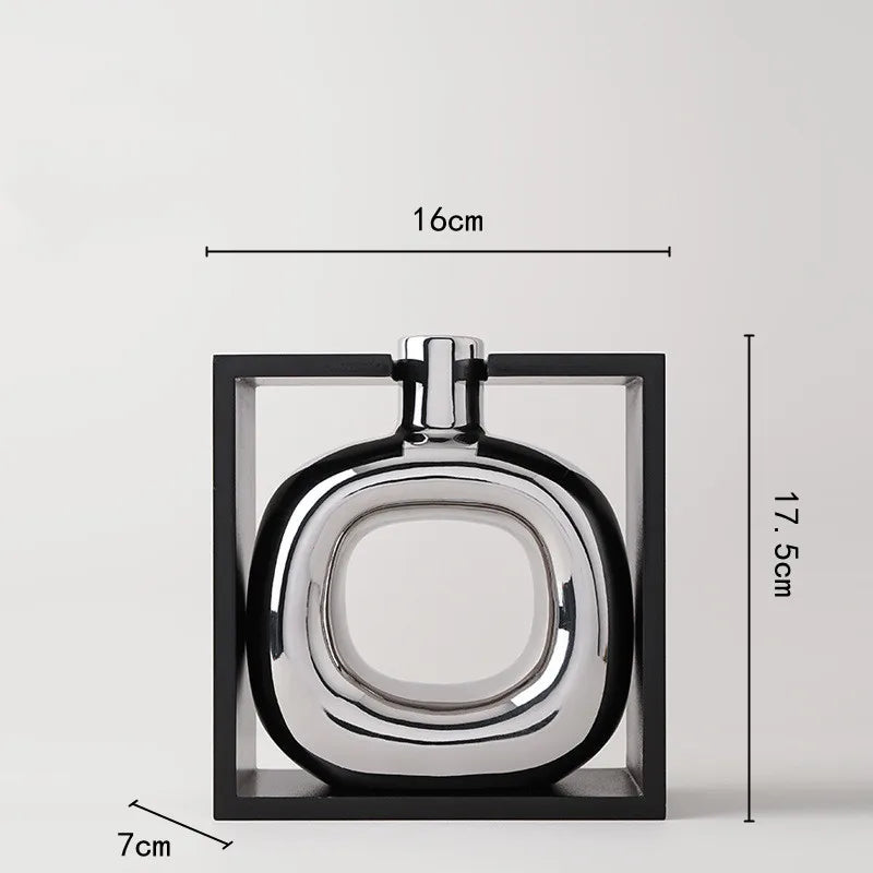 Afralia™ Silver Ceramic Cutout Frame Vase: Home Decor Terrarium Flower Arrangement
