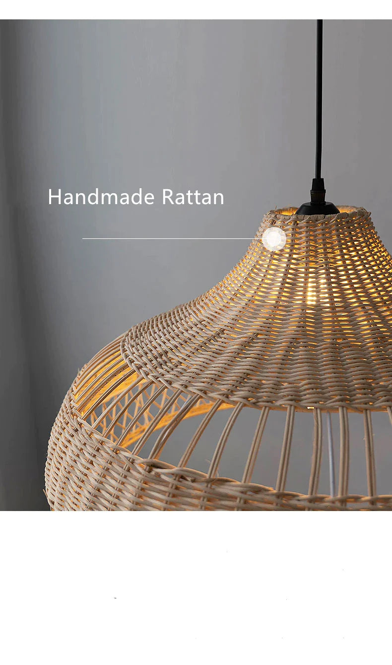 Afralia™ Bamboo Rattan Pendant Lights for Seaside Wabi Sabi Home Decor