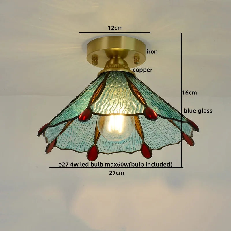 Afralia™ Glass Copper LED Ceiling Light - Nordic Home Lighting Fixture