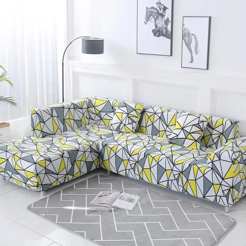 Afralia™ Geometric Stretch Sofa Cover Slipcover | Couch Protector | L Shape Sofa Cover