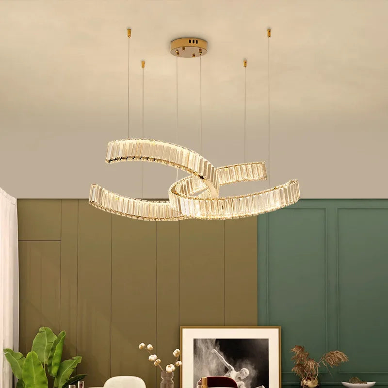Afralia™ Crystal LED Pendant Lights Remote Control Dimmable Suspension Lamp