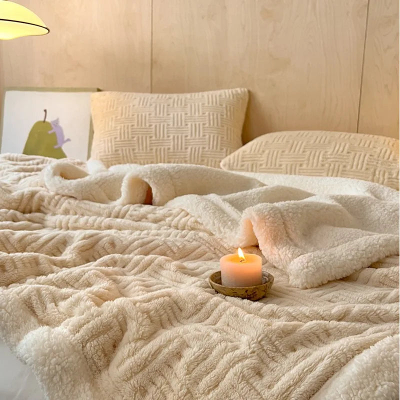 Afralia™ Jacquard Lamb Wool Double-Layer Blanket for Cozy Comfort & Style