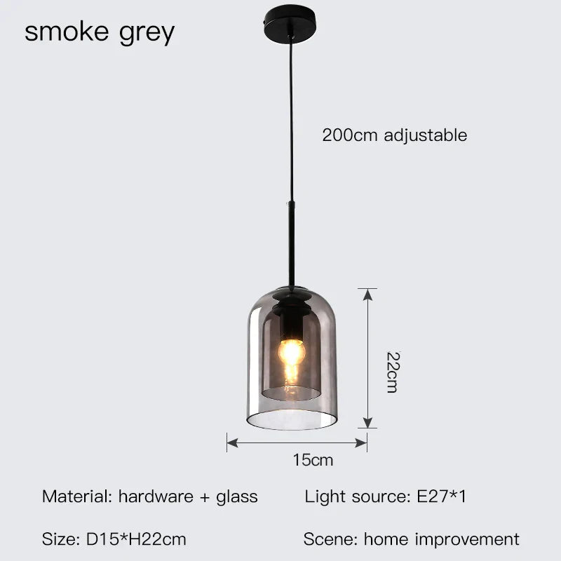 Afralia™ Smoke Grey Glass Chandelier for Living room Bedroom Kitchen Coffee Shop Light