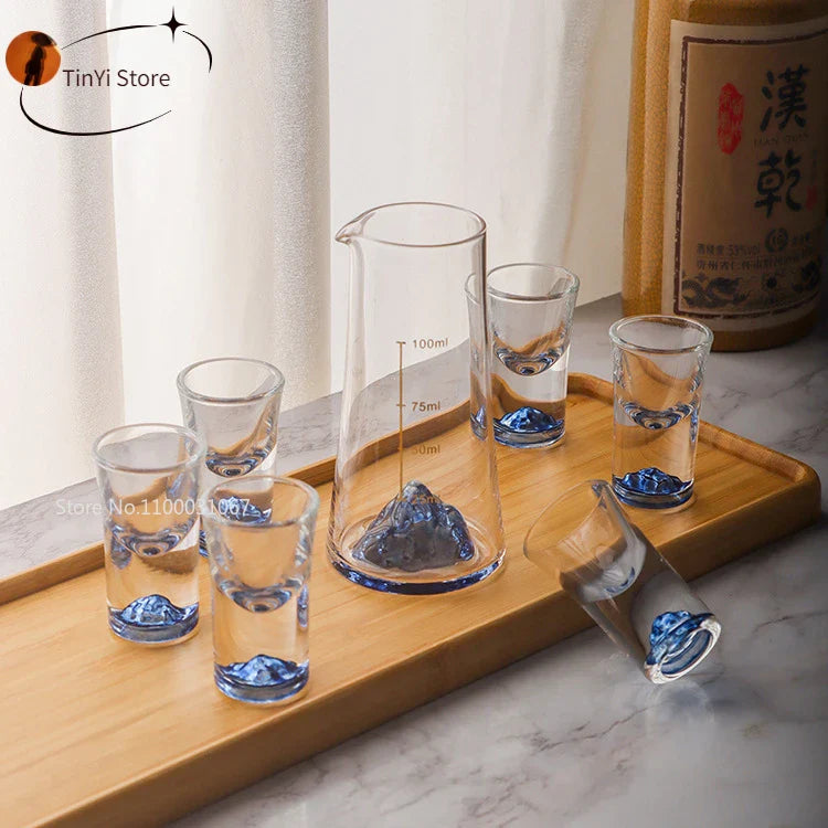 Afralia™ Blue Sake Glass Ice Jug Wine Bottle Wine Dispenser Beer Cooler