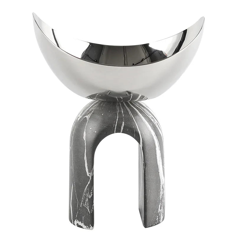 Afralia™ Geometric Marble Arch Fruit Plate: Stylish Metal Figurine Home Decoration Tray