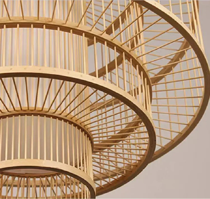 Afralia™ Bamboo Ceiling Chandelier for Home Garden Restaurant Bedroom Study Decoration Lamps