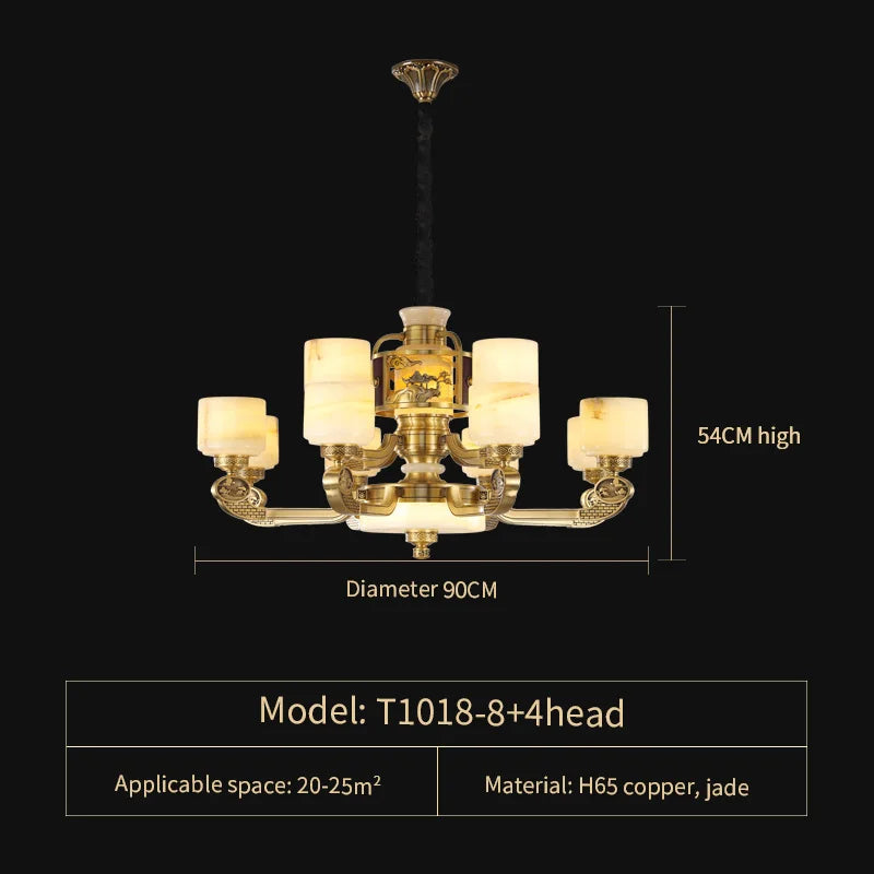 Afralia™ Natural Jade Chandelier - Luxurious Zhongshan Lamps for Dining, Bedroom, and Living Room