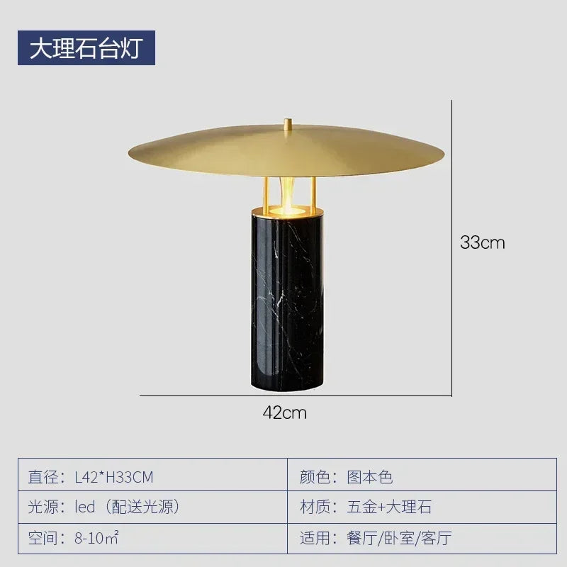 Afralia™ Marble Mushroom Table Lamp LED Art Decor Living Bedroom Study Home Office