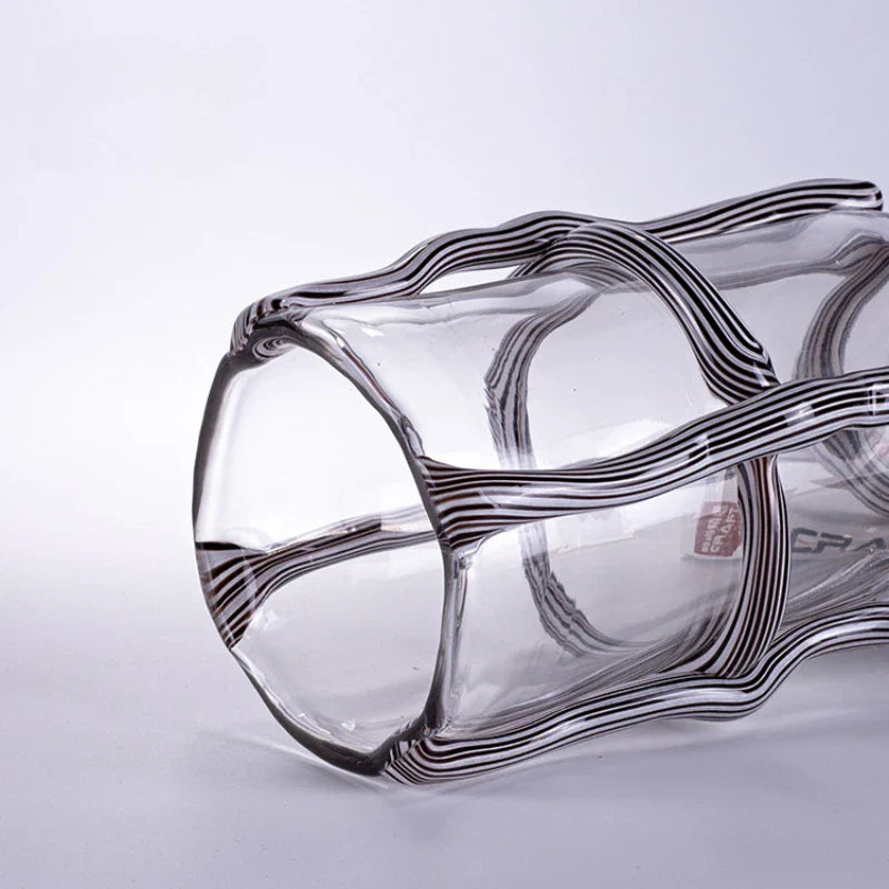 Afralia™ Stripe Cross Glass Vase for Artistic Flower Arrangement and Home Decor