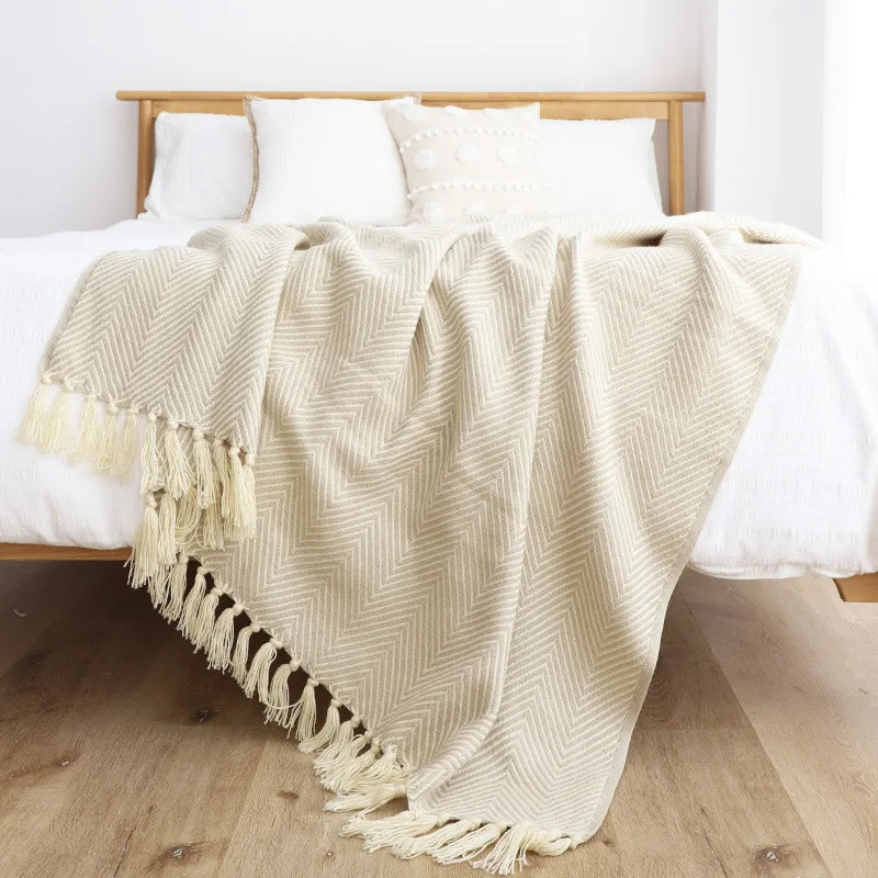 Afralia™ Geometric Knitted Blanket - Soft and Cozy Classic Decor for Home and Hotel Use