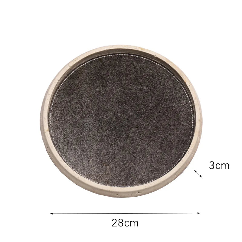 Travertine Horsehair Tray by Afralia™: Elegant and Versatile for Serving, Displaying, and Organizing