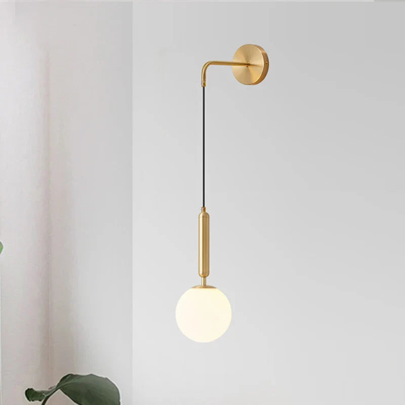 Afralia™ Modern Glass Ball Wall Lamp for Bedroom, Black, Bedside Reading, Home Decor Lighting