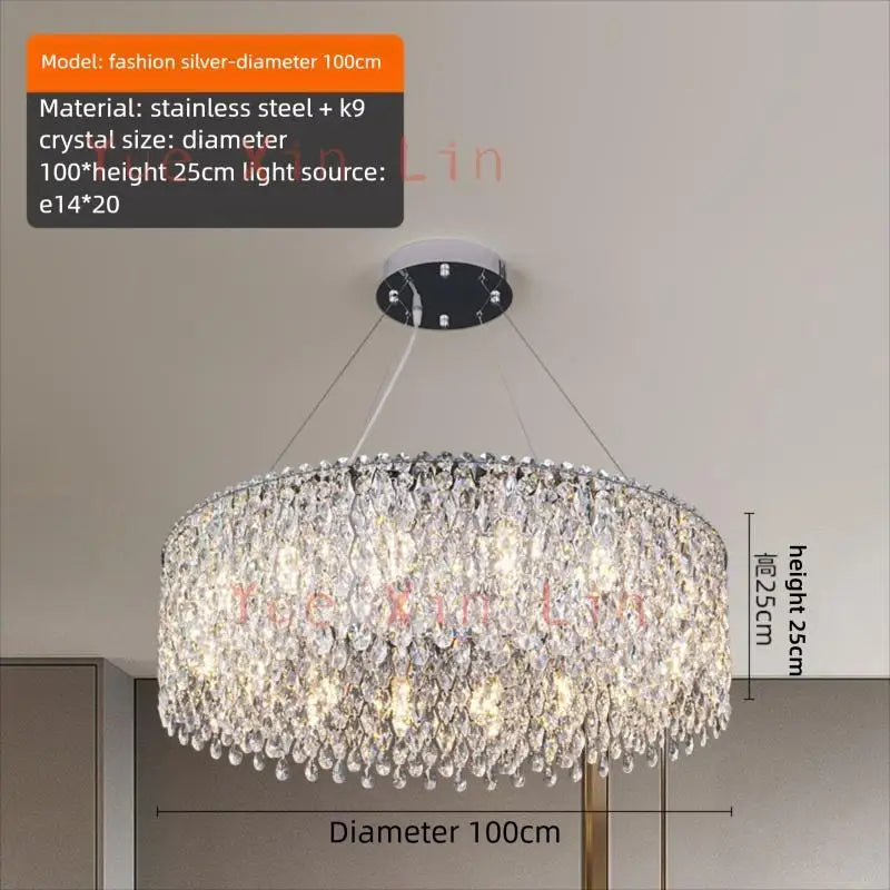Afralia™ Nordic Crystal Chandelier LED Pendant Light for Living Room, Dining Room, and Bedroom