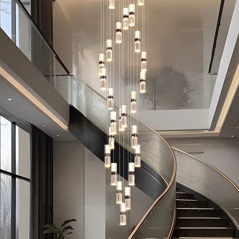 Afralia™ Modern Stair Chandelier Pendant Light LED Ceiling Lamp for Living Room