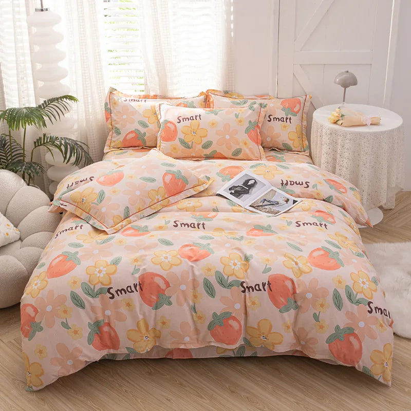 Afralia™ Luxury Cotton Printing Bedding Set - High Quality Cozy Double Quilt Cover Kit