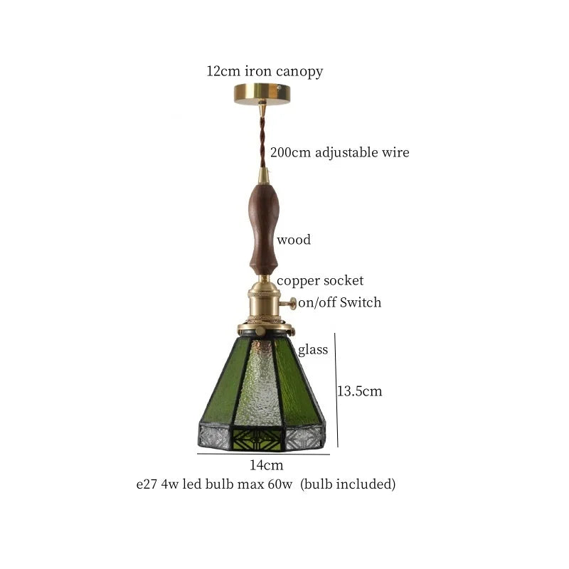 Afralia™ Vintage Glass LED Pendant Light for Cafe Restaurant Living Room