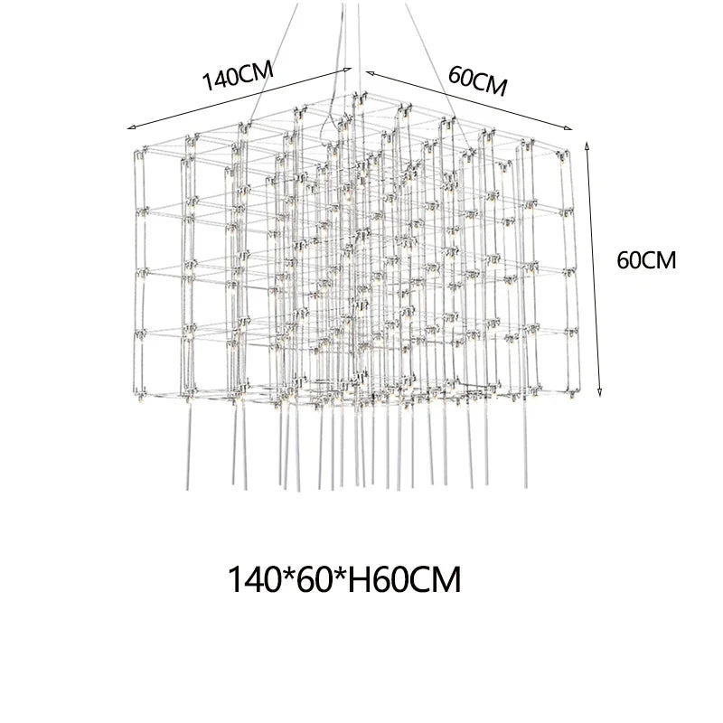 Afralia™ Sky Starlight Cube Chandelier for Living Room, Restaurant, Hotel Lobby, Bar, and Sales Department