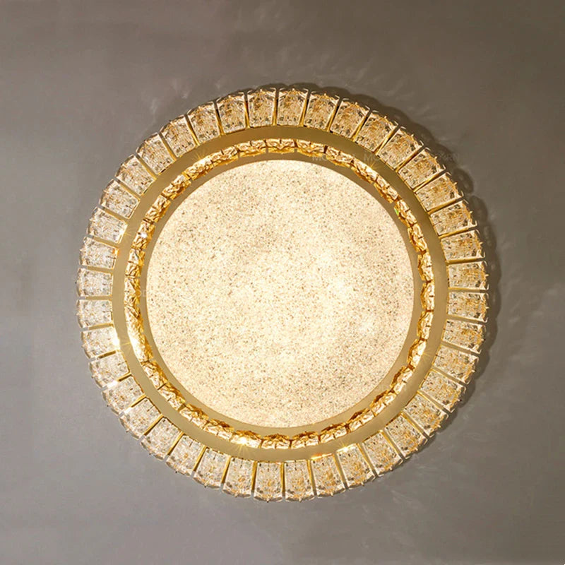 Afralia™ Gold Crystal Ceiling Light: Nordic Modern Round Lighting Fixture for Bedroom and Restaurant
