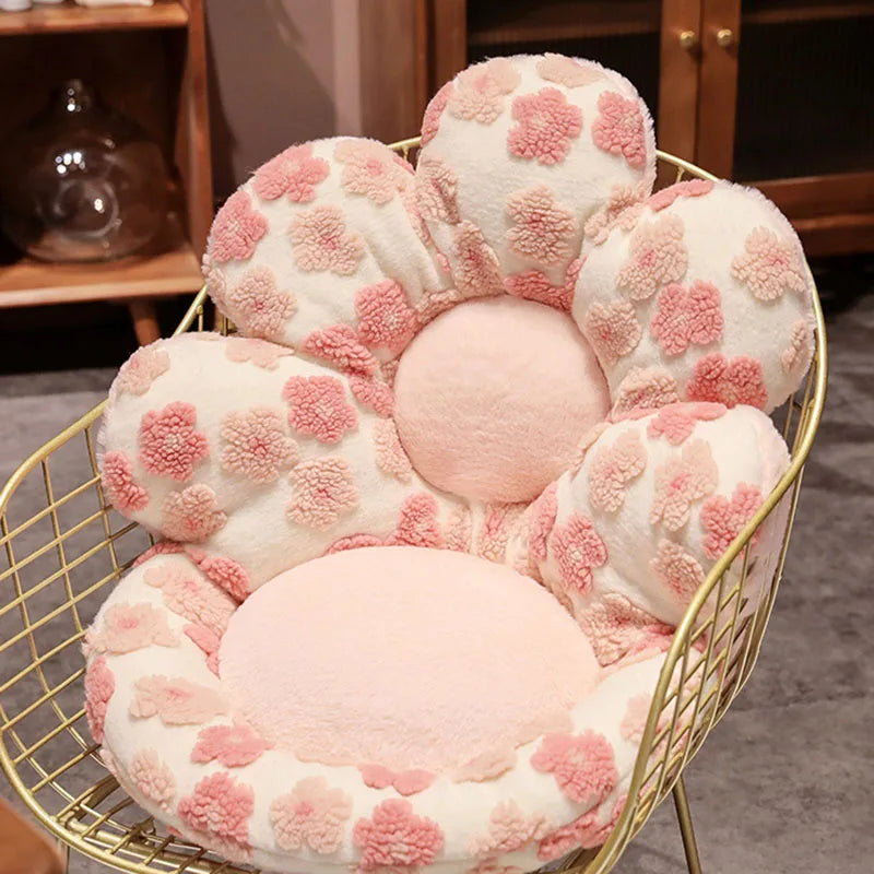 Afralia™ Faux Rabbit Velvet Flower Lamb Wool Cushion | Autumn Winter Warm Backrest