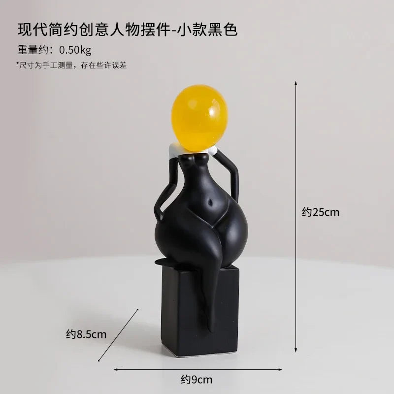 Afralia™ Abstract Art Female Body Decor Figurines Black White Resin Home Decor