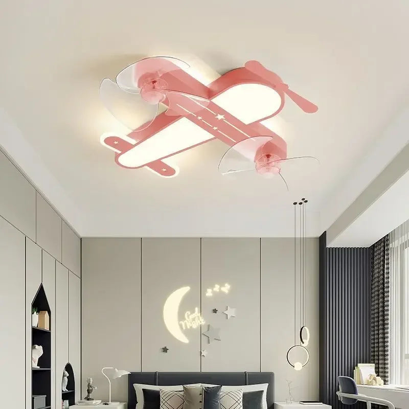 Afralia™ Kids Room Airplane Ceiling Fan Light Fixture