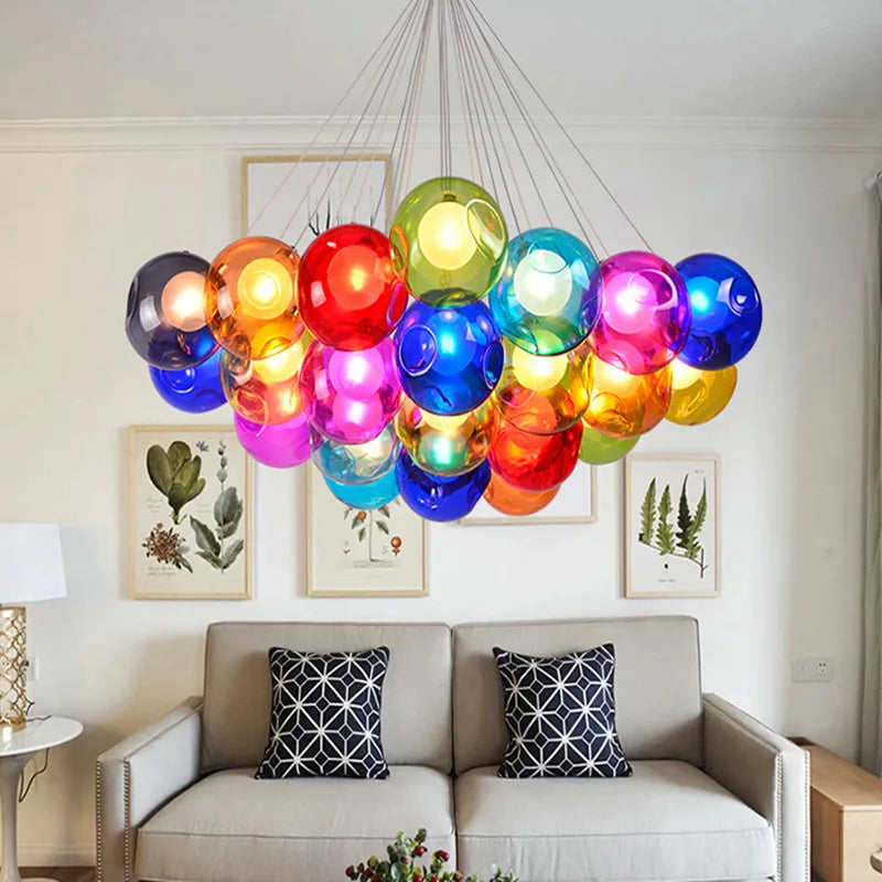 Afralia™ Modern Glass Ball Chandelier for Living Room, Store, Office, Dining Table