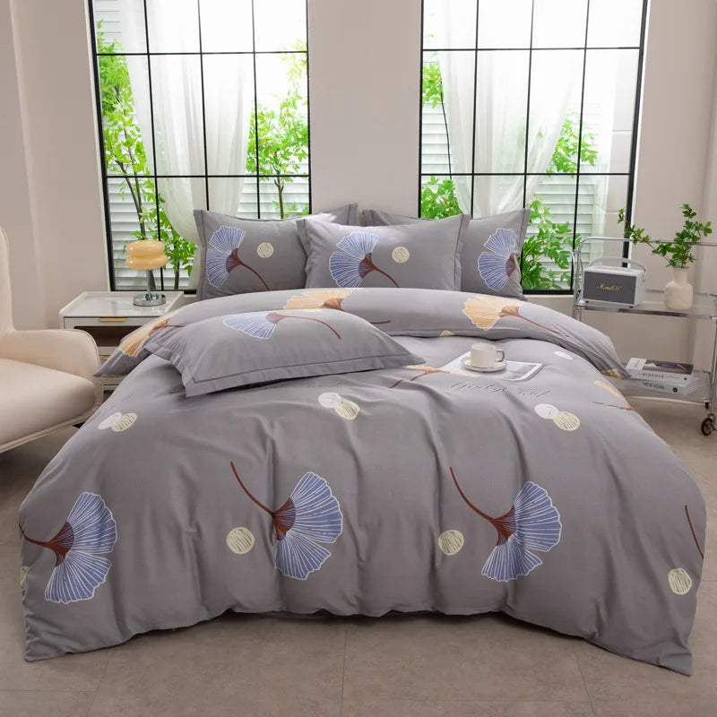 Afralia™ Brushed Cotton Printed Duvet Cover Set - Single/Double Bed Bedclothes