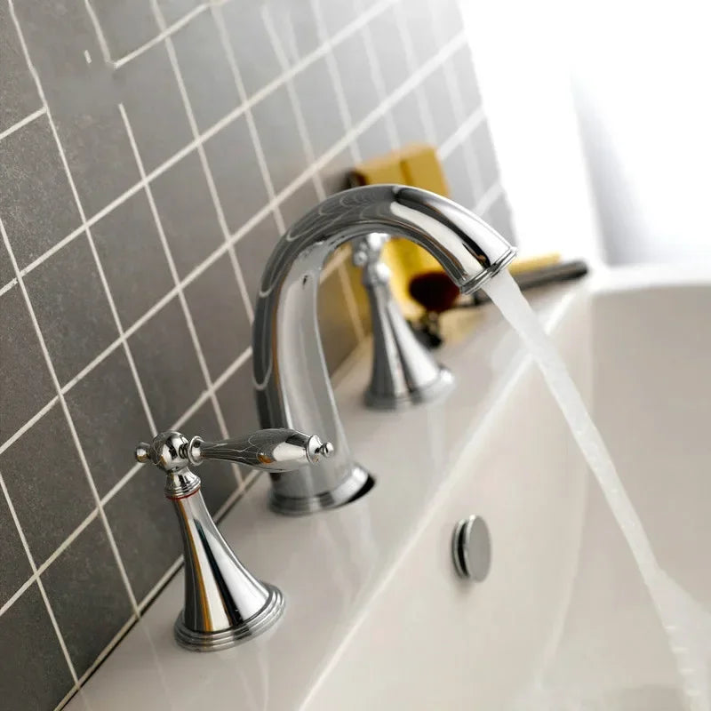 Afralia™ Widespread Dual Handle Basin Faucet Mixer Tap - 3 Hole Deck Mount