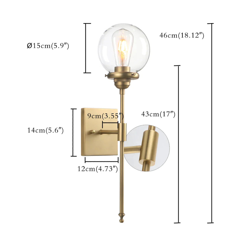 Afralia™ Mid-Century Modern Vanity Light Sconce, Antique Brass Finish Glass Globe