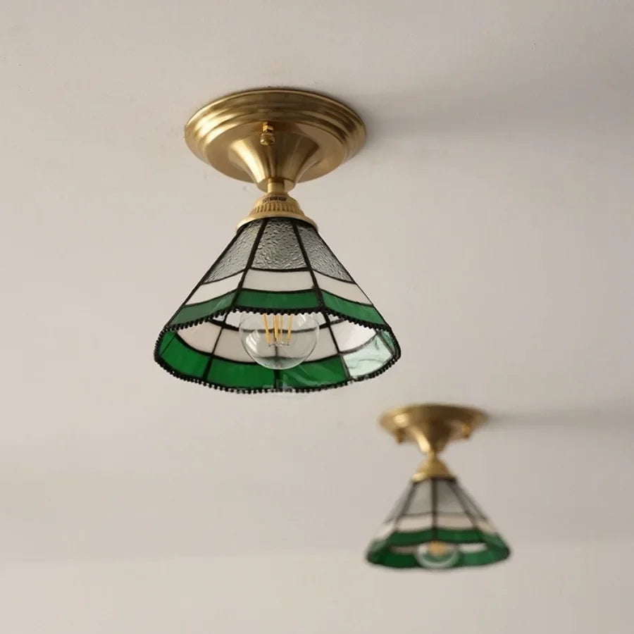 Afralia™ Glass LED Ceiling Lamp Modern Copper Socket Ceiling Lights
